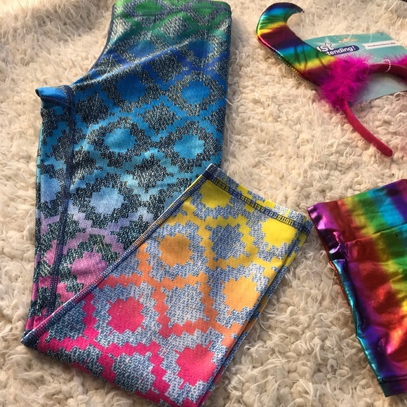 3pc party rave bundle. Leggings Shorts Headband Sm - Picture 3 of 8